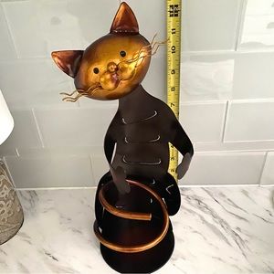 Metal Sculpture Cat Shaped Wine Rack